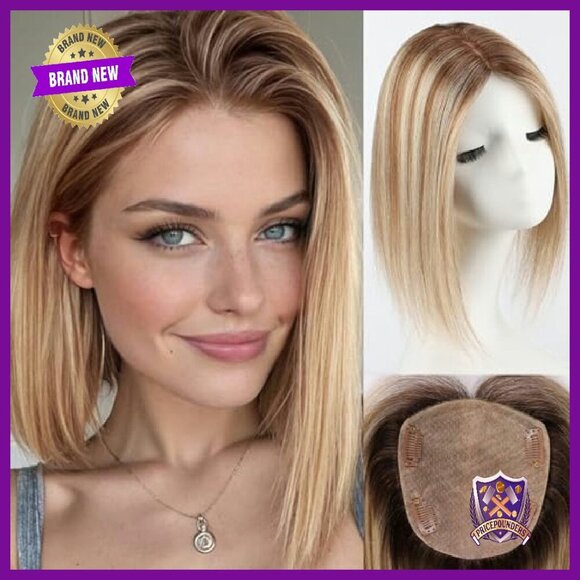 12 Inch Human Hair Topper 5x5.5 Base No Bangs Volume Hairpiece main image 4